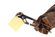 Schweißer, Handschuh, Rohrzange, Post it