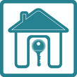 Vector: blue sign with silhouette house and key blue sign with silhouette house and key