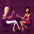 Two girls sitting in a bar