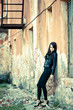 woman wearing leather jacket