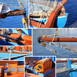 mixed collage of details of an old sailboat mixed collage of details of an old sailboat