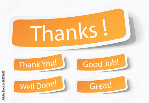 Vector: Thank you notes as stickers Thank you notes as stickers