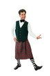 Expressive man in Scottish costume.