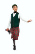 Expressive man in Scottish costume.
