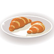 Vector: Croissant on the dish Croissant on the dish