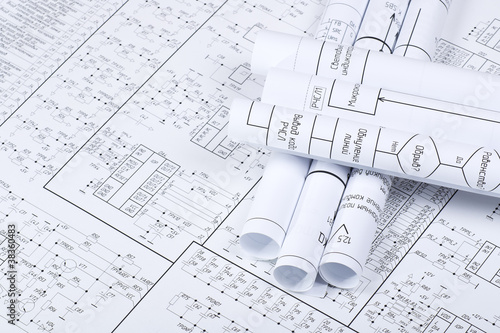 Photo: Drawings rolled in a tube crosswise Drawings rolled in a tube crosswise