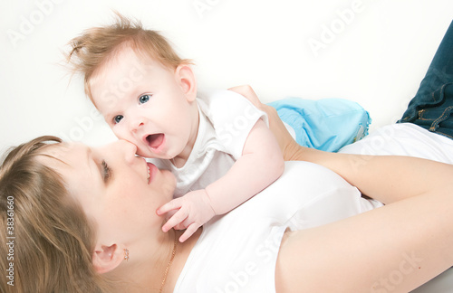 Photo: Happy mum with the babe Happy mum with the babe