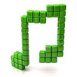 Music note made of green cubes