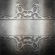 Silver metal plate with classic ornament
