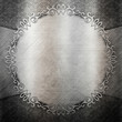 Illustration: Silver metal plate with classic ornament Silver metal plate with classic ornament