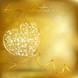 Valentine's day greeting card with abstract heart from ribbon