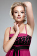 Beauty young blonde lady in pink dress Beauty young blonde lady in pink dress