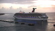 Ocean liner in twilight