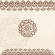 Henna Mehndi Mandala Flower and Border Vector Doodle