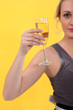 Woman holding glass of champagne