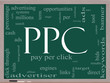PPC Pay Per Click word cloud on blackboard