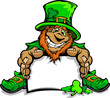 Smiling St. Patricks Day Leprechaun Holding Sign