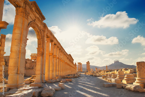 Photo: Ancient Roman time town in Palmyra, Syria. Ancient Roman time town in Palmyra, Syria.