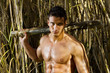 fighter man with mace weapon