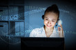 Young woman in business wear and headset