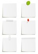 Set of notes: clip, scotch tape, plasticine, sticker, pin