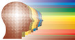 Vektor: Colorful puzzle heads of men in row in rainbow colors Colorful puzzle heads of men in row in rainbow colors