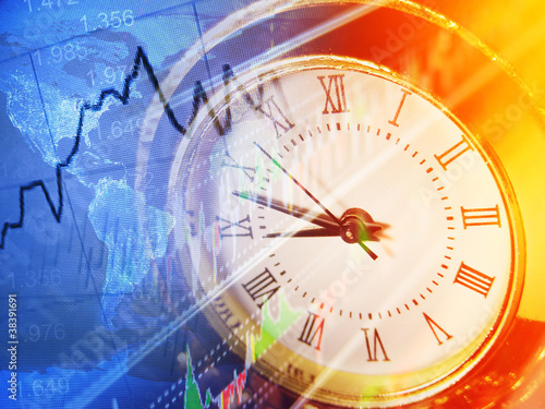Photo: Time and finance graph. Finance concept. Time and finance graph. Finance concept.