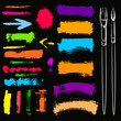 Brushes and grunge painted elements. Vector painted banners