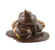 Profiteroles in a chocolate on a white background Profiteroles in a chocolate on a white background
