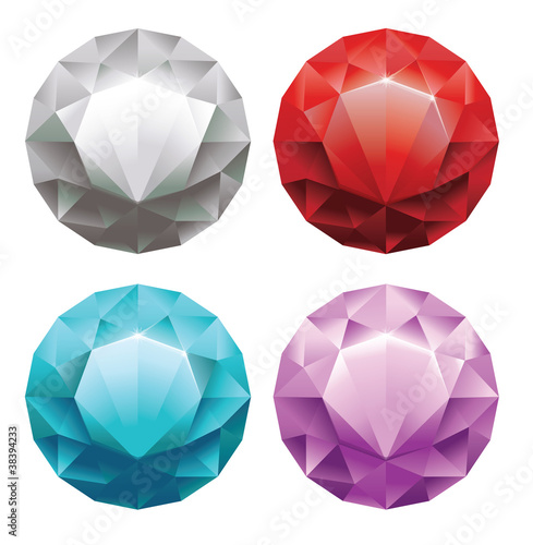 Vector: set of round diamonds in 4 colors - vector illustration set of round diamonds in 4 colors - vector illustration