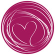 Herz, Band, Button, Kreis