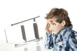 Frightened Boy With Bleeding Forehead