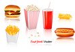 Big group of fast food products. Vector illustration