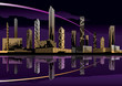 Night cityscape with skyline - vector illustration