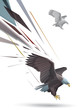 Eagle with spread wings and talons out  stylized polygonal model
