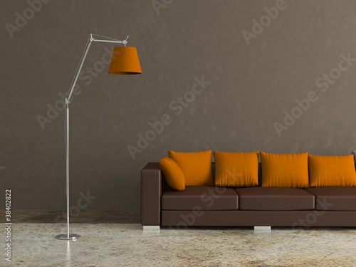 Illustration: Wohndesign - braunes Ledersofa Wohndesign - braunes Ledersofa