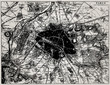 Historical map of Paris, France.
