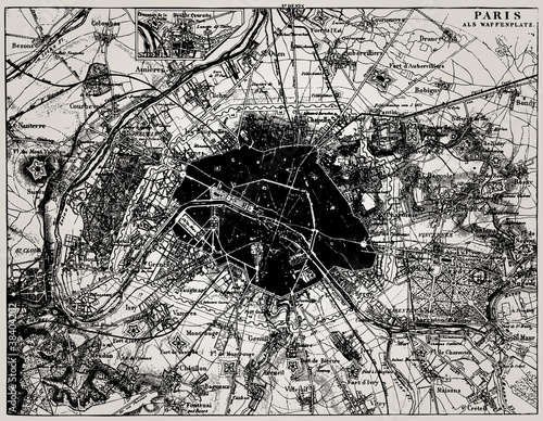 Vector: Historical map of Paris, France. Historical map of Paris, France.