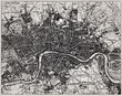 Historical map of London, England.