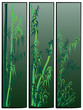 Three vertical banners in asian themes in green tone.