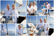 Montage of Senior People Sailing on Luxury Yacht