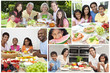 Montage of Families Eating Healthy Food