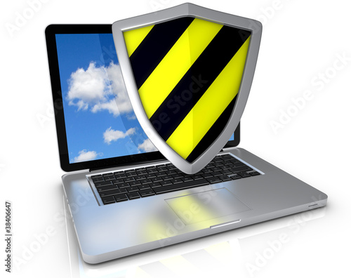 Illustration: Laptop Schutzschild Laptop Schutzschild