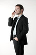 A young businessman phoned A young businessman phoned