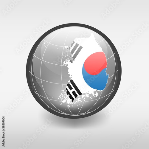 Vektor: Vector illustration of South Korea map a in the globe Vector illustration of South Korea map a in the globe