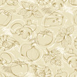 Pizza doodle set on a beige