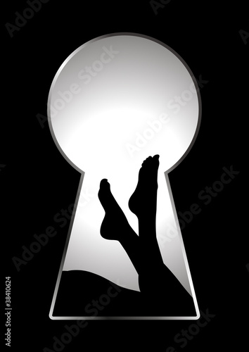 Vector: Silhouette of woman legs seen through a key hole Silhouette of woman legs seen through a key hole