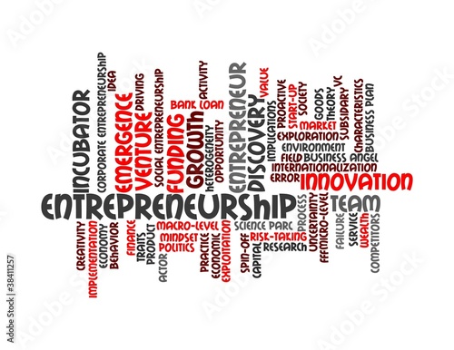 Illustration: Entrepreneurship - red word cloud Entrepreneurship - red word cloud