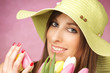 Beautiful woman with tulips