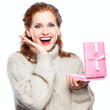 Foto: Portrait of a beautiful girl with a gift Portrait of a beautiful girl with a gift